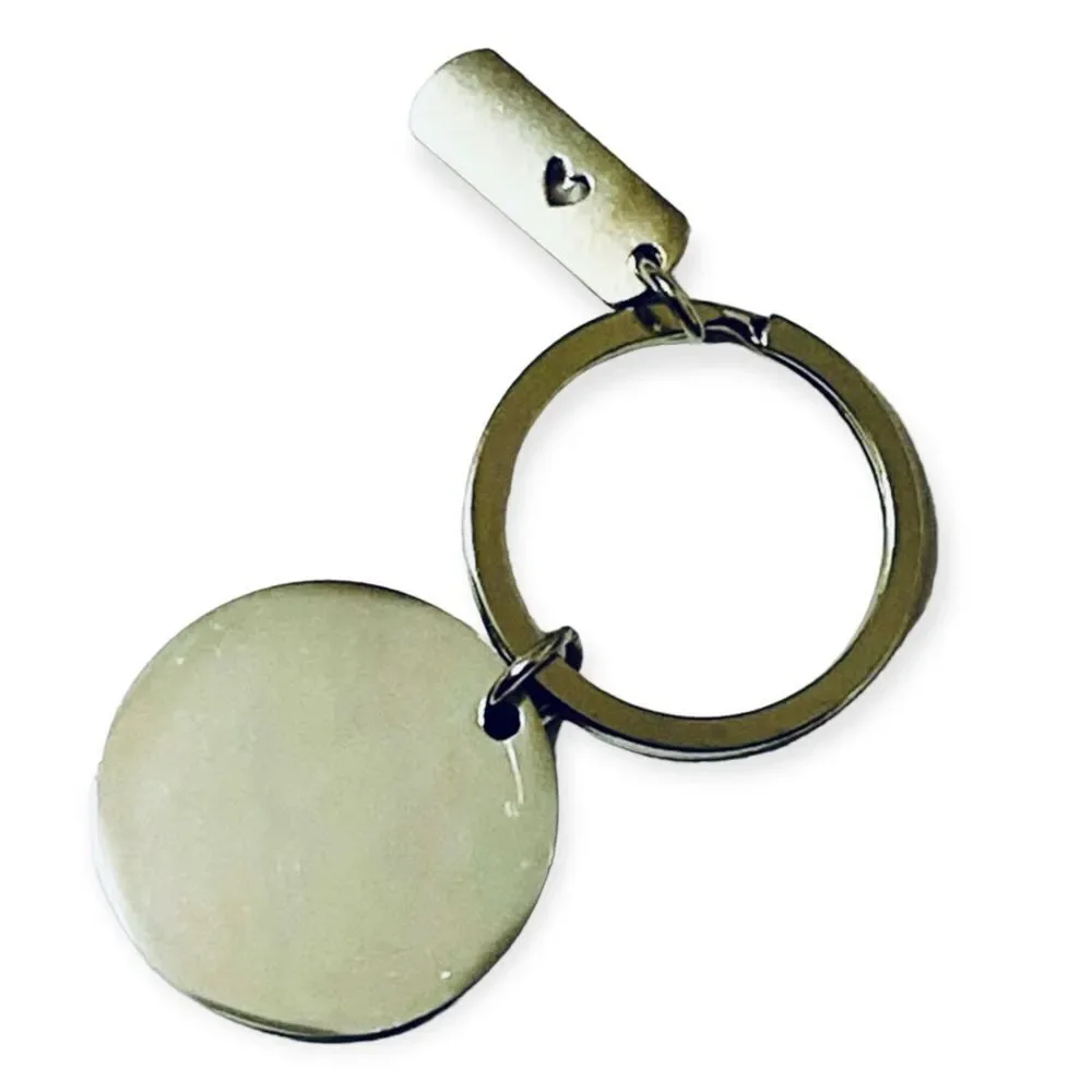 Fathers Day Sterling Silver Dad  Engraved Round Pendant “Love” Charm Keychain